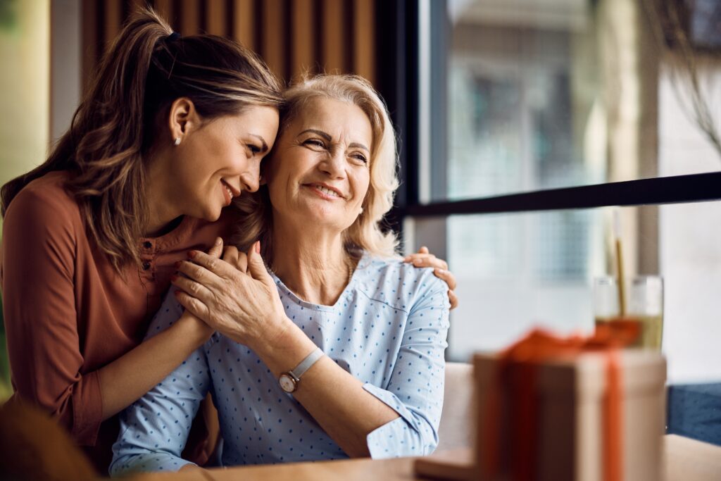 Happy mother and daughter in Alzheimer's and dementia care in Omaha.